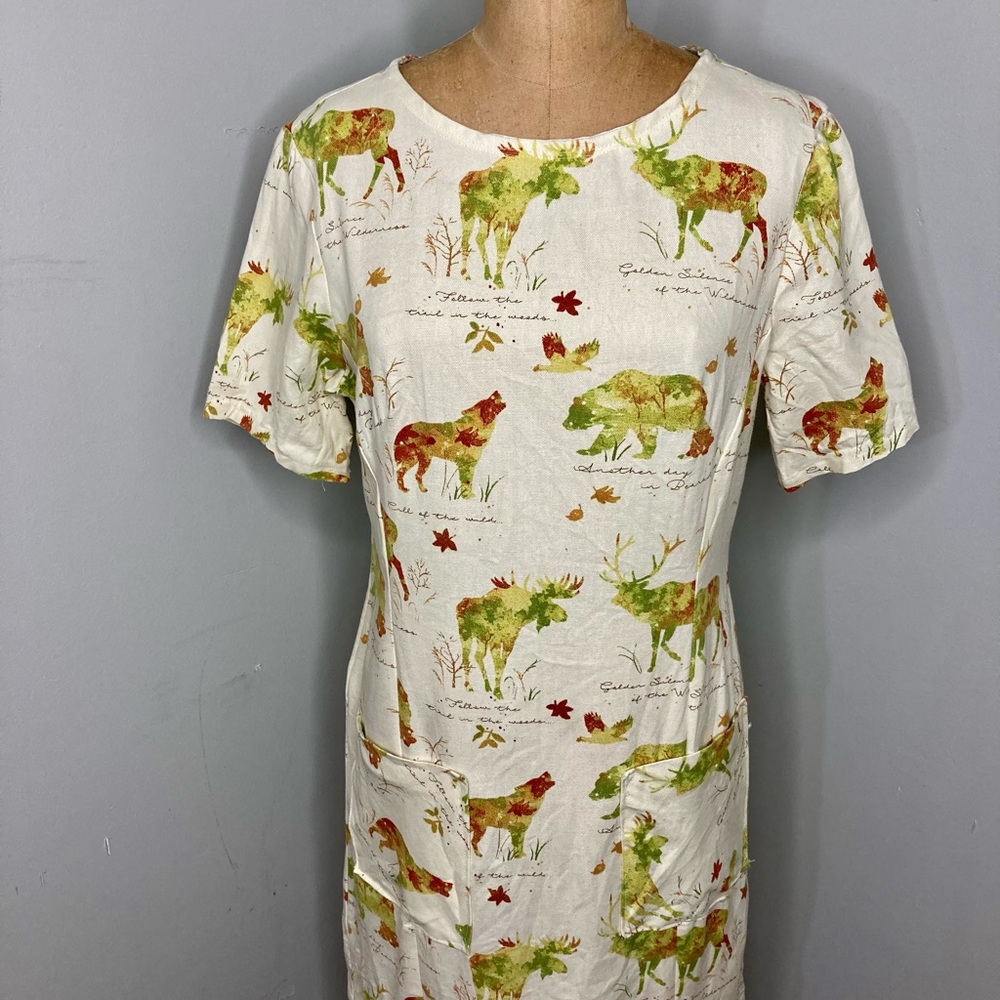 Perfect Homemade Fall Foliage Dress With Bears Moose Coyotes Leaves